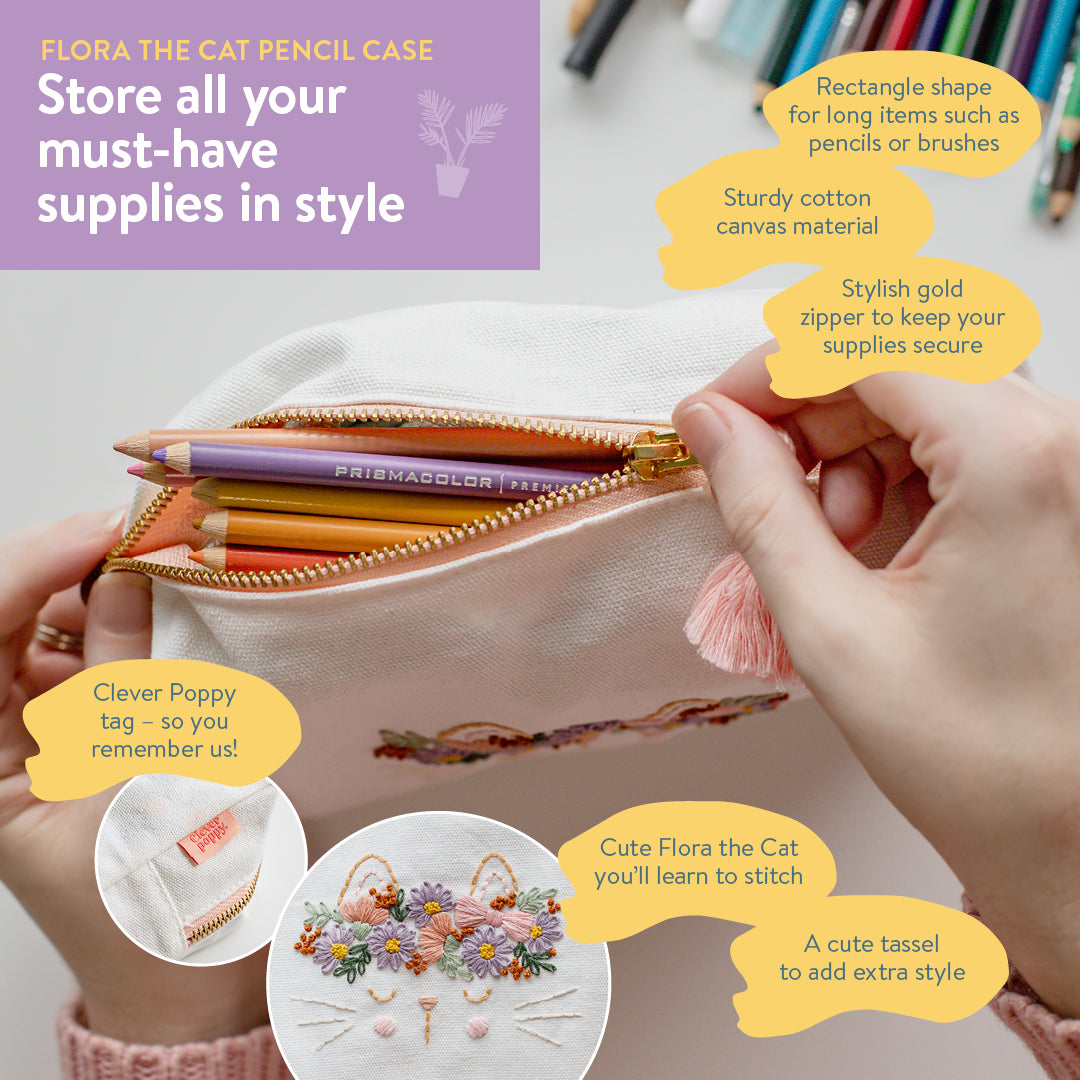 Flora the Cat Pencil Case Kit