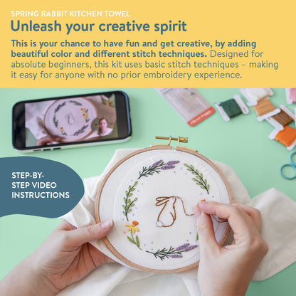 Spring Rabbit Kitchen Towel Beginner Kit