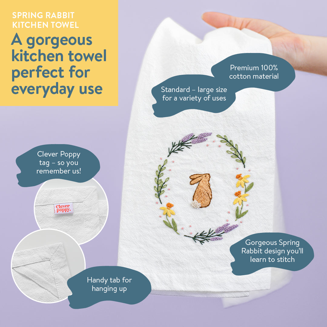 Spring Rabbit Kitchen Towel Beginner Kit