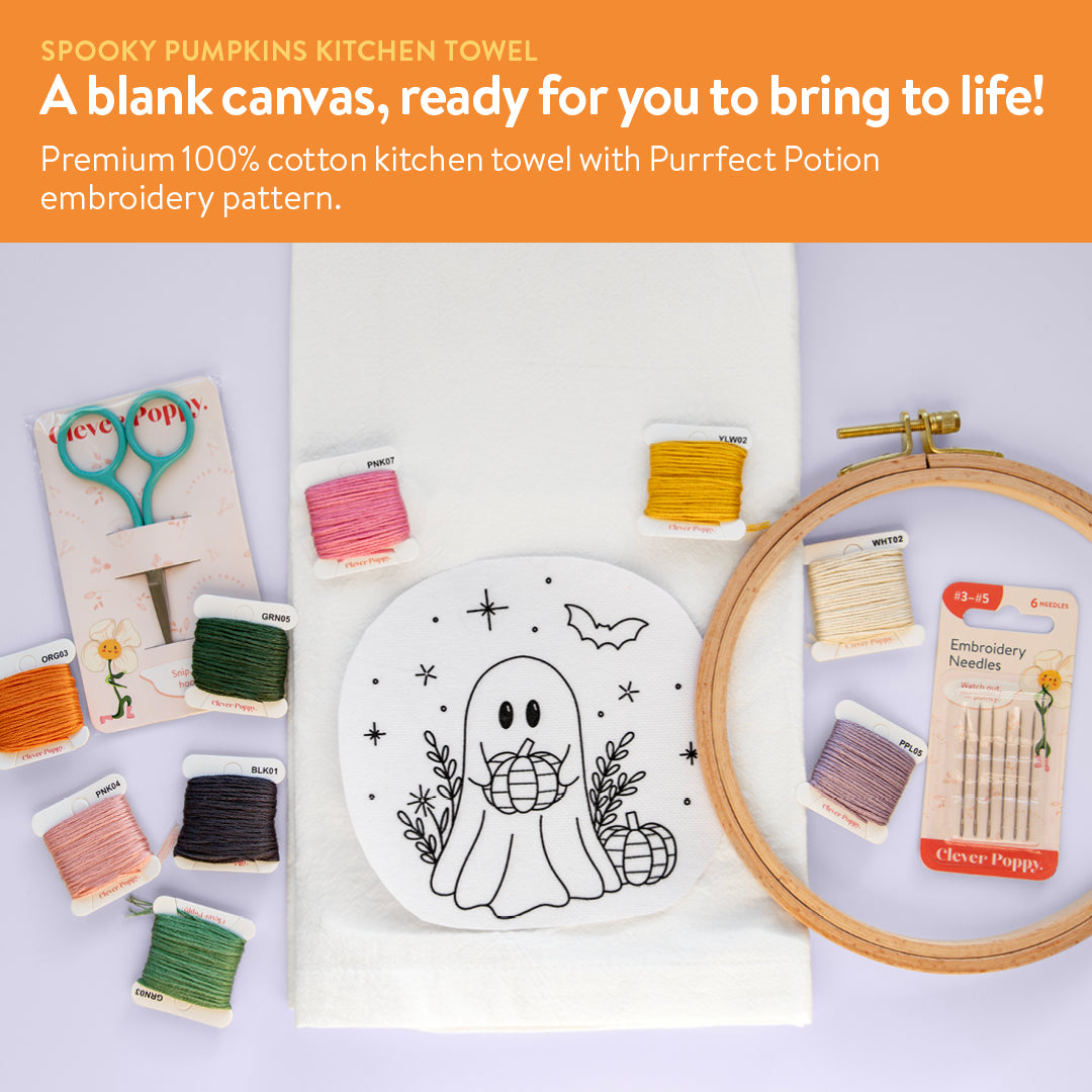 Spooky Pumpkins Kitchen Towel Beginner Kit