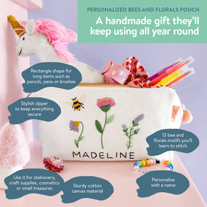 Personalized Bees and Florals Pouch Beginner Kit