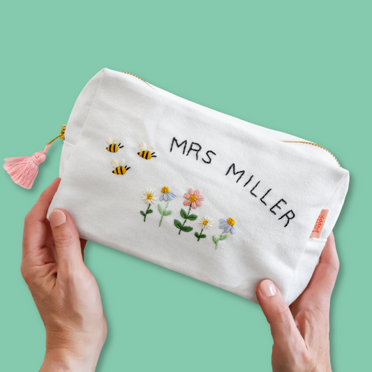 Personalized Bees and Florals Pouch Beginner Kit