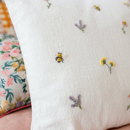 Bees and Wildflowers Throw Pillow Cover Kit