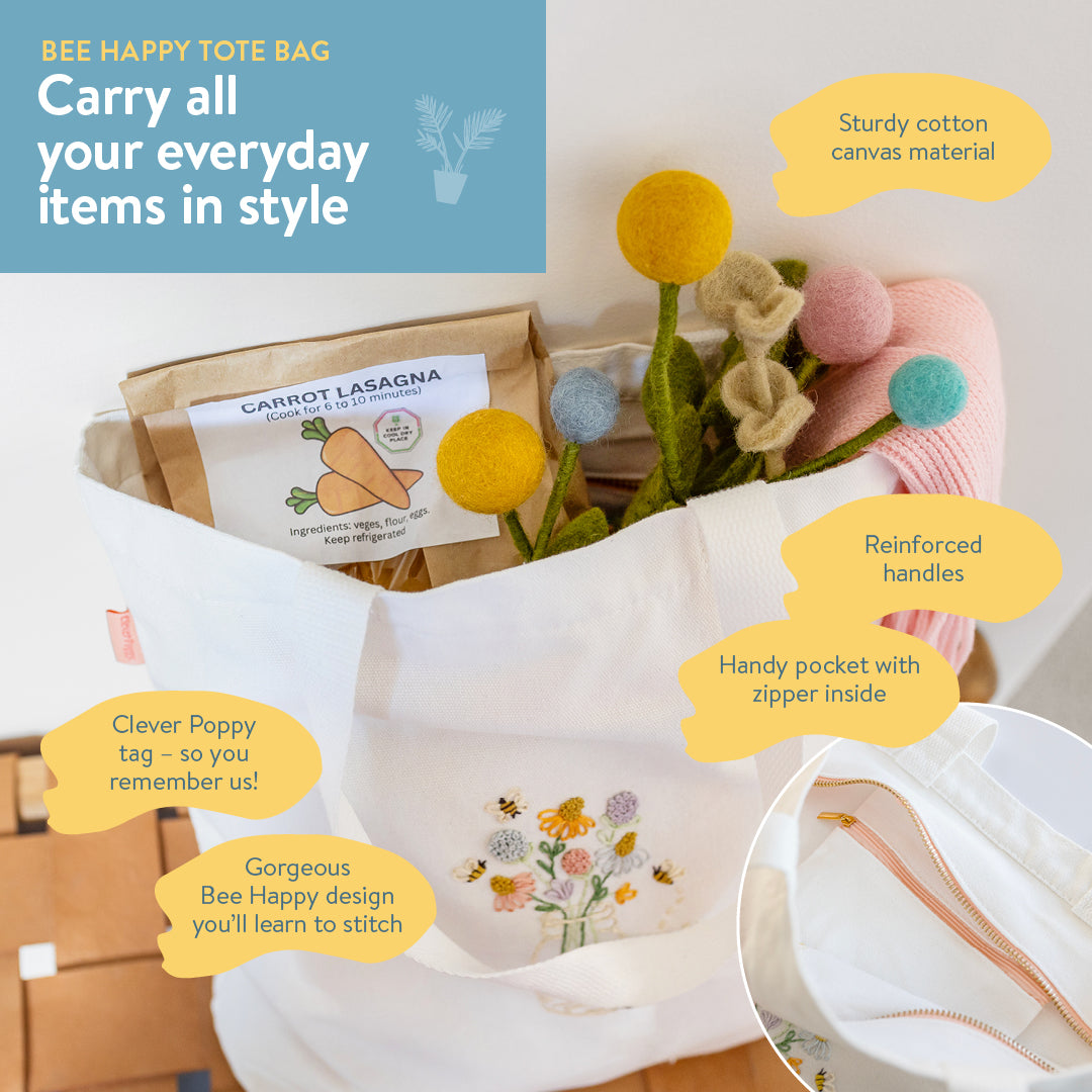 Bee Happy Tote Bag Beginner Kit