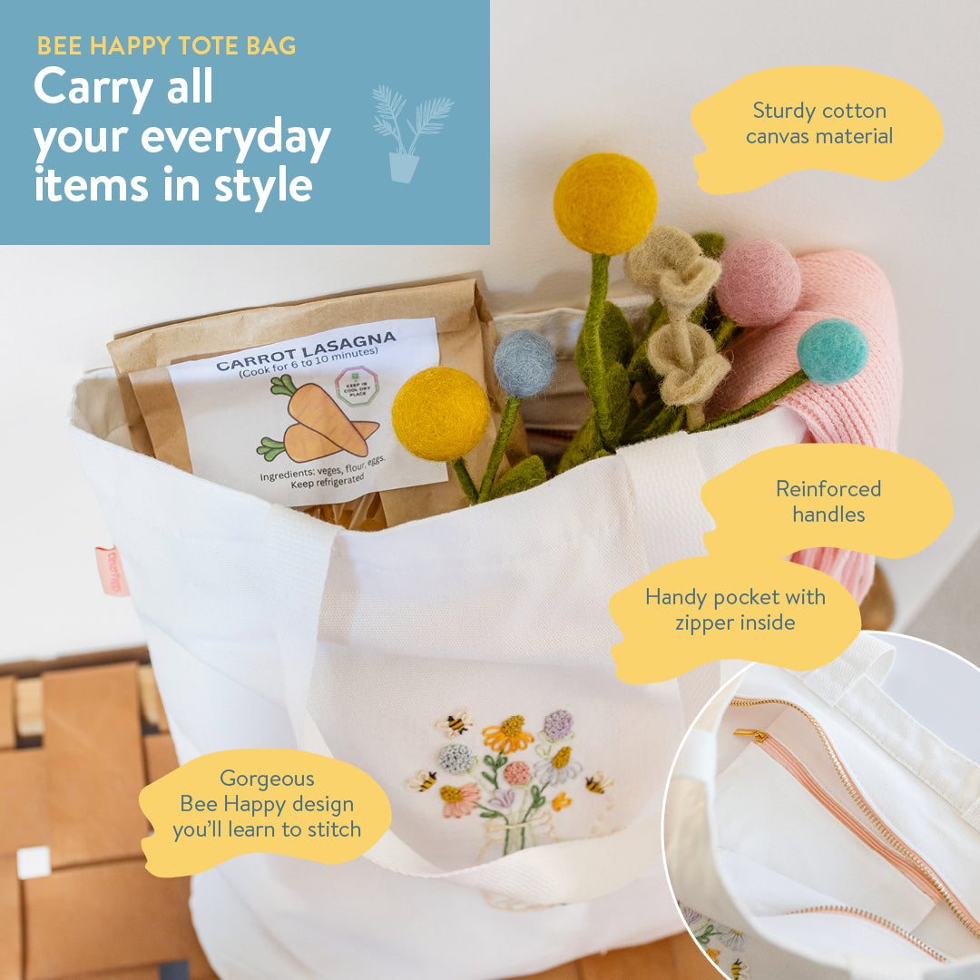 Bee Happy Tote Bag Beginner Kit