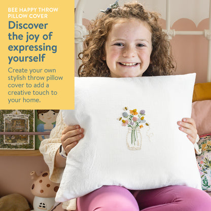 Bee Happy Throw Pillow Cover Beginner Kit