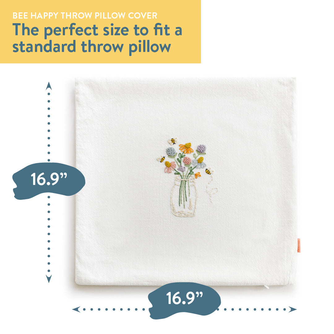 Bee Happy Throw Pillow Cover Beginner Kit