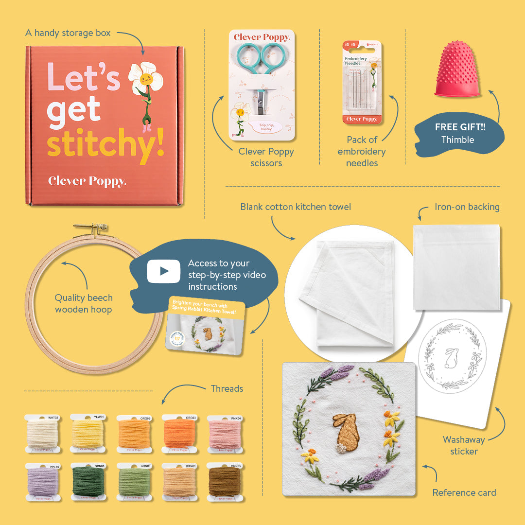 Spring Rabbit Kitchen Towel Beginner Kit